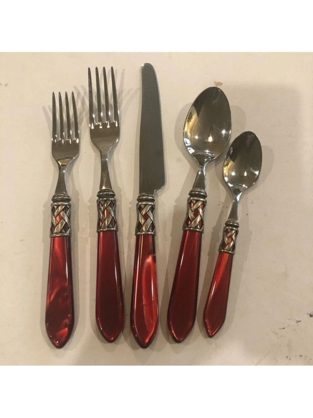 Bugatti for Vietri Aladdin 5 piece place setting Red Italian 18/10 stainless